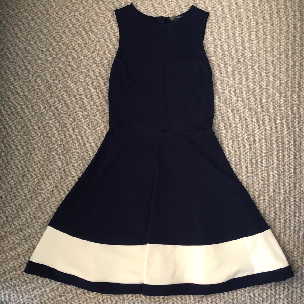 Aqua Navy and White Dress